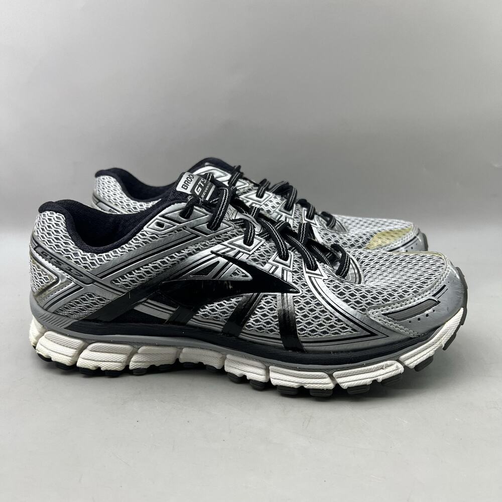 Brooks Adrenaline GTS 17 Running Shoes Men Size 9 D Silver Blue Comfort Sneakers